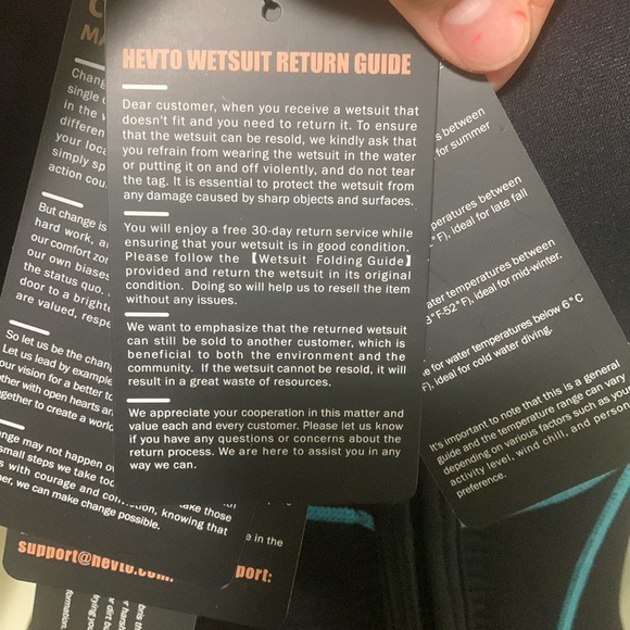 Hevto NWT black/ turquoise full wetsuit size M wetness & temperature guide - Picture 14 of 14